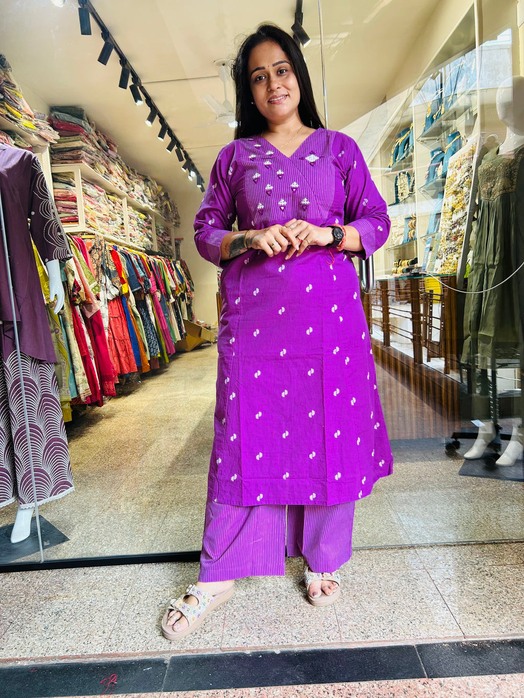Handloom Rabari Work A line top with Plazzo Set