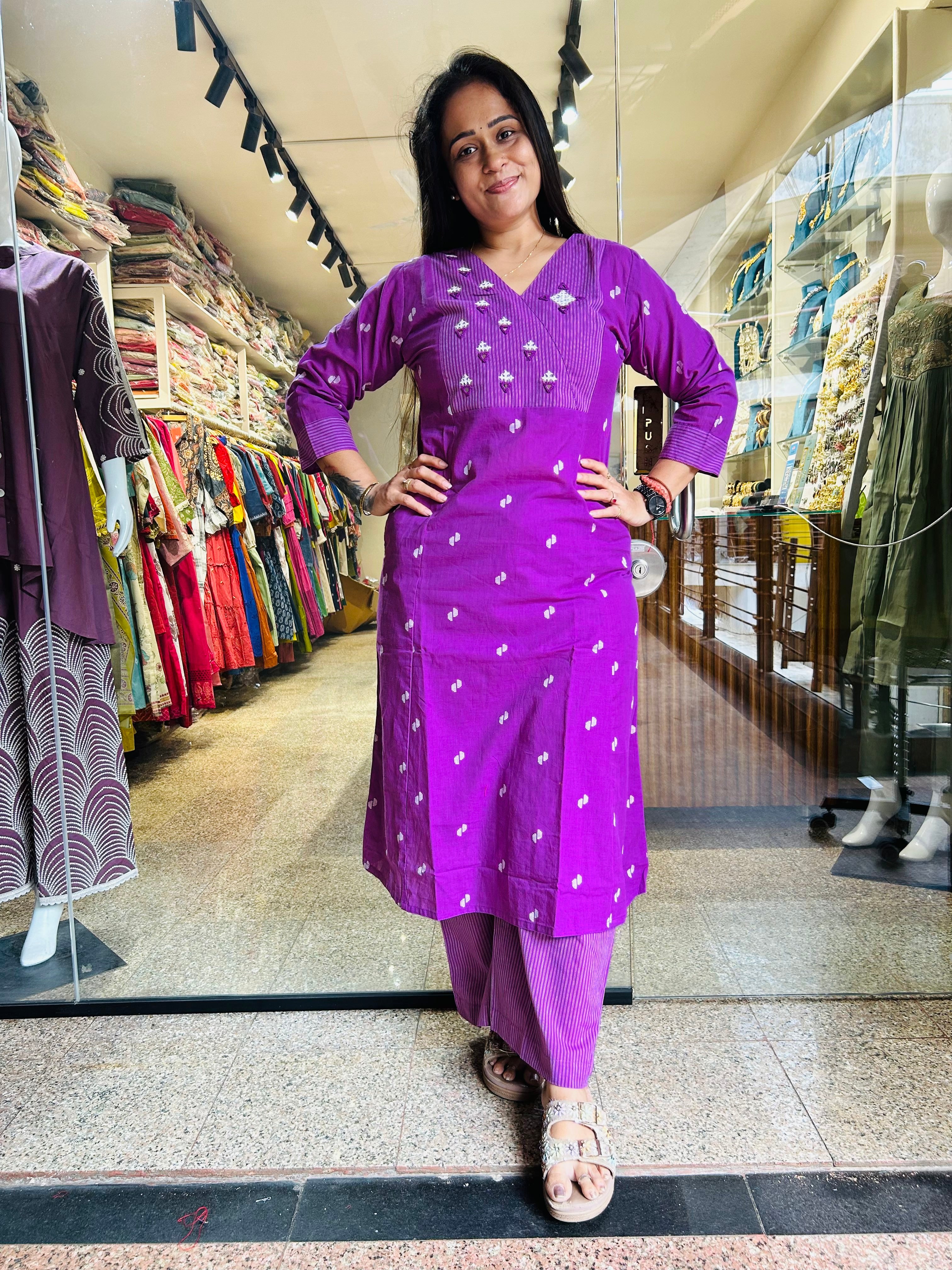 Handloom Rabari Work A line top with Plazzo Set
