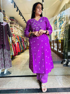 Handloom Rabari Work A line top with Plazzo Set