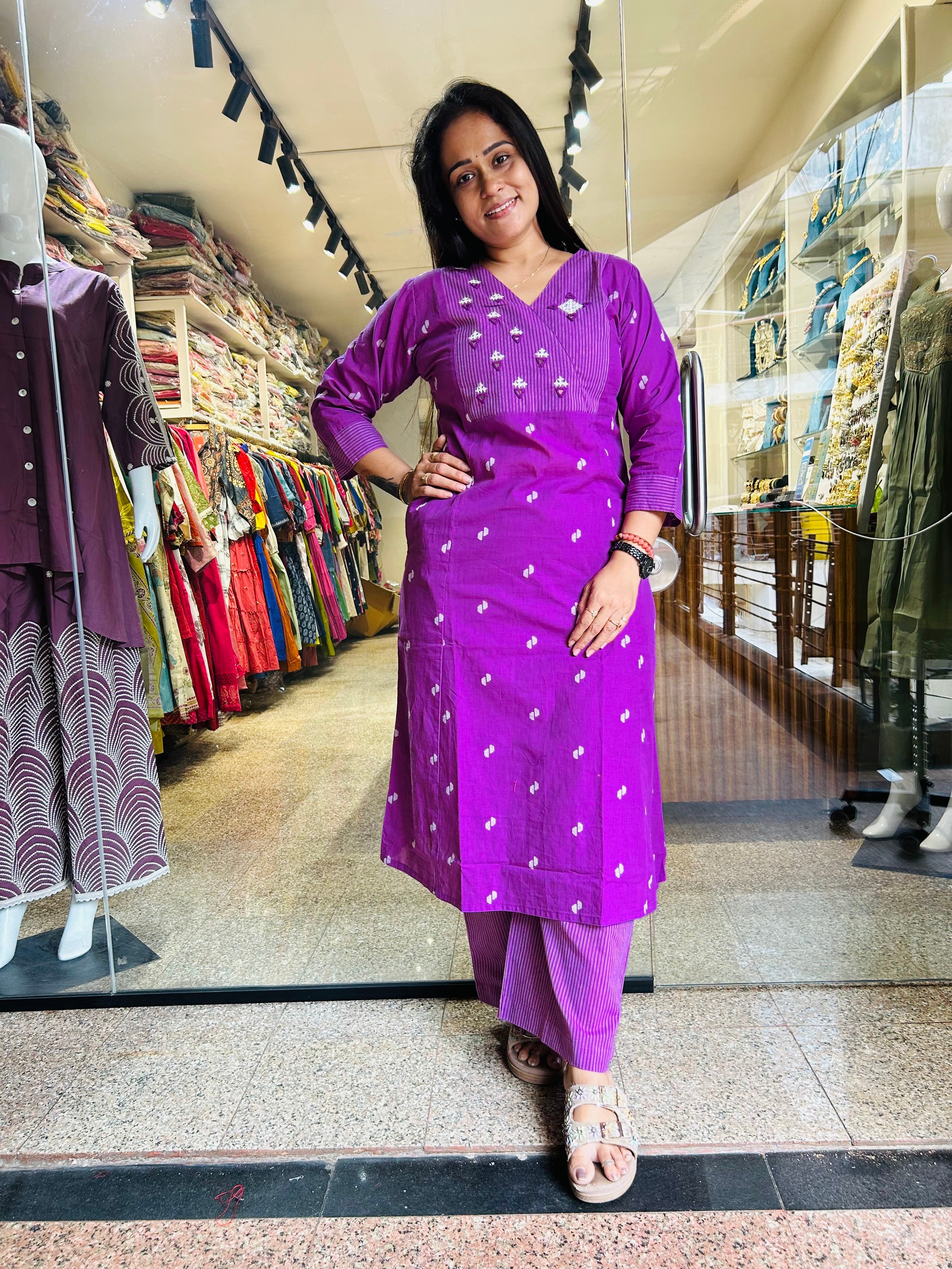 Handloom Rabari Work A line top with Plazzo Set