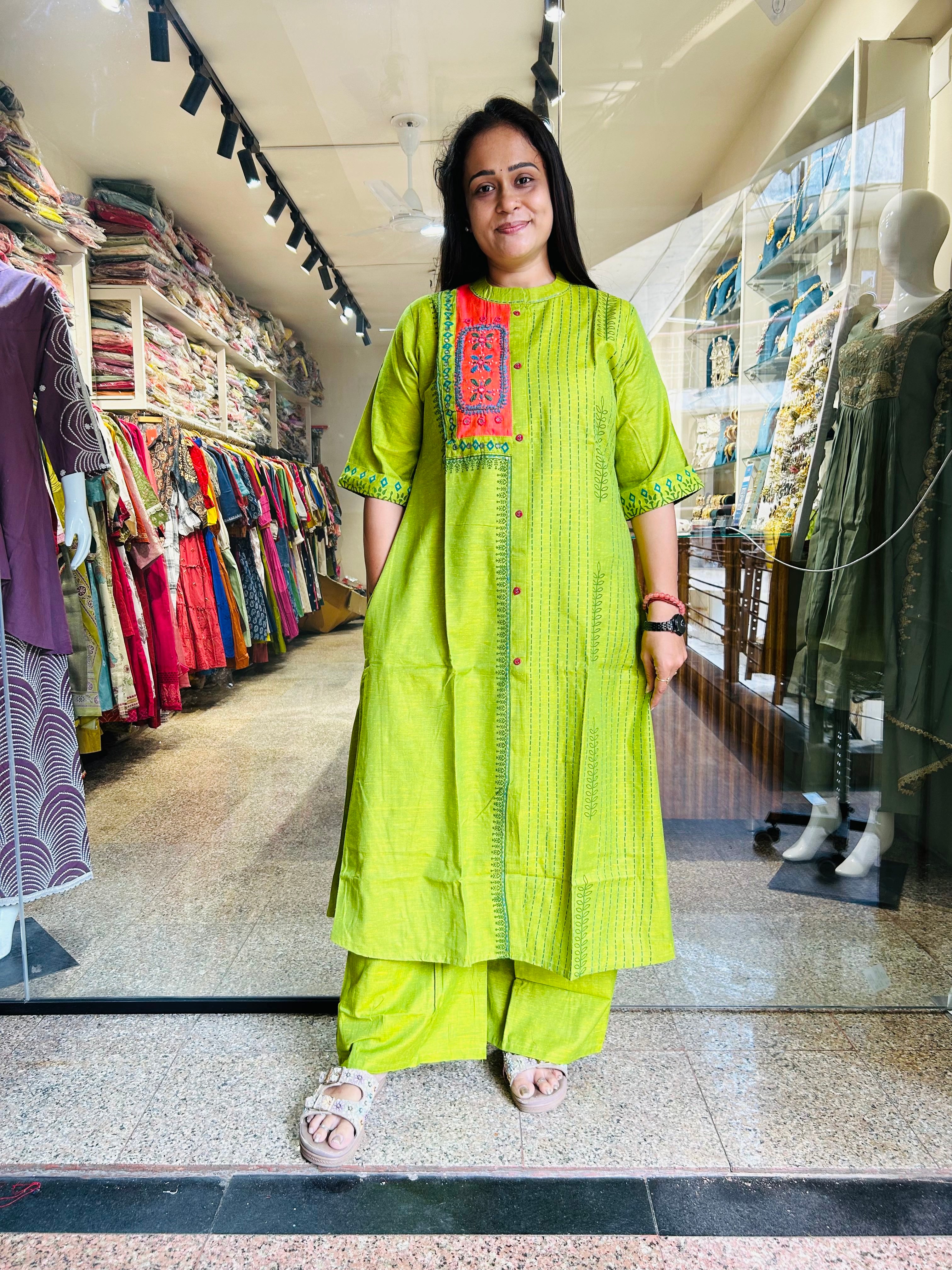 Bright Aline top with Plazzo Set