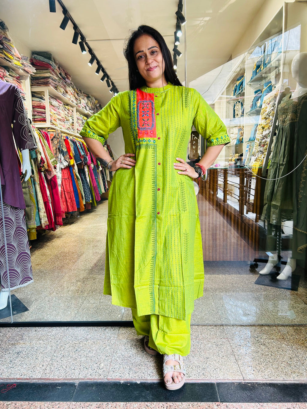 Bright Aline top with Plazzo Set