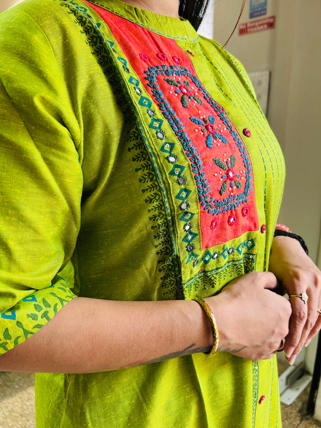 Bright Aline top with Plazzo Set
