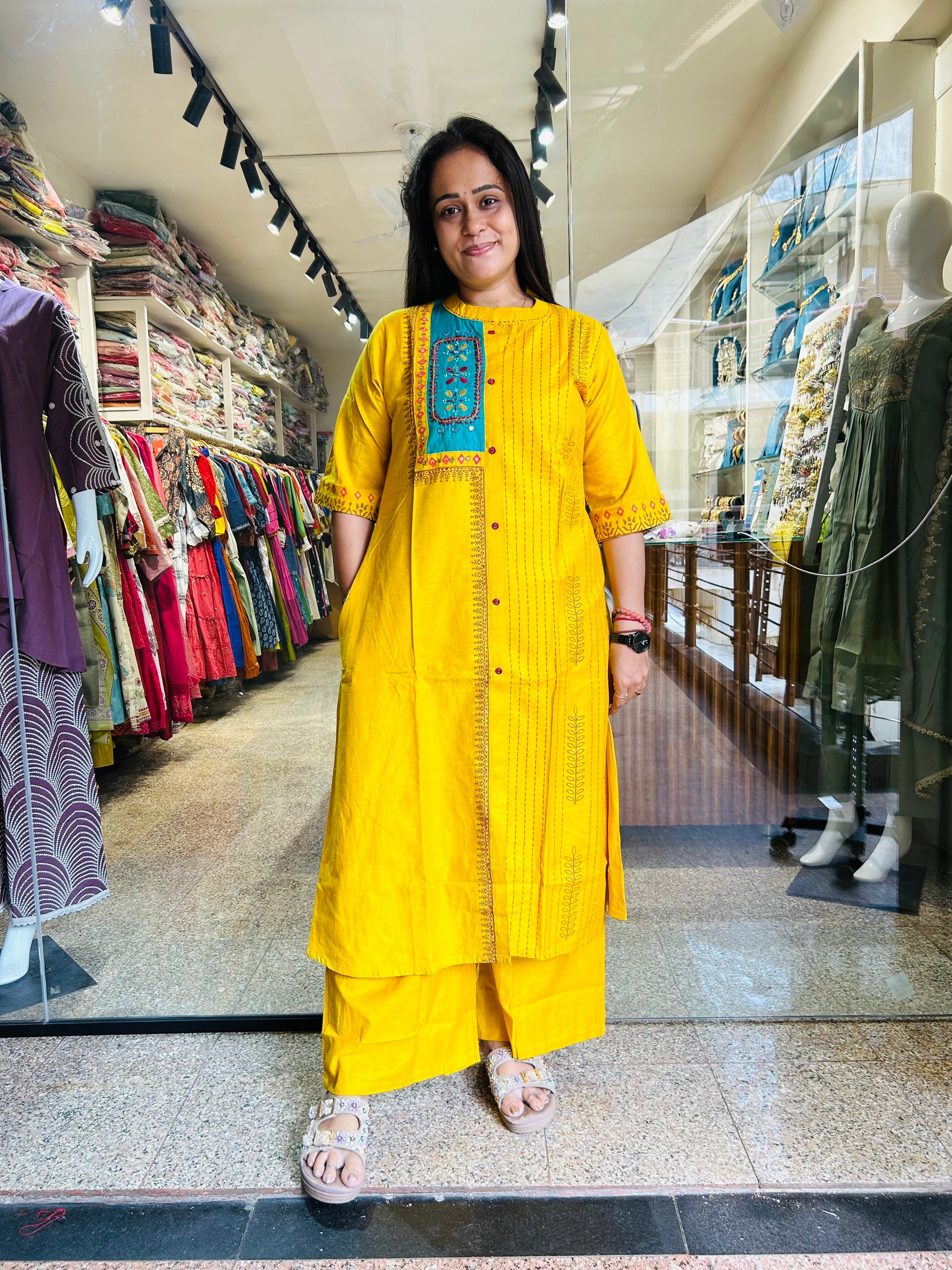 Bright Aline top with Plazzo Set