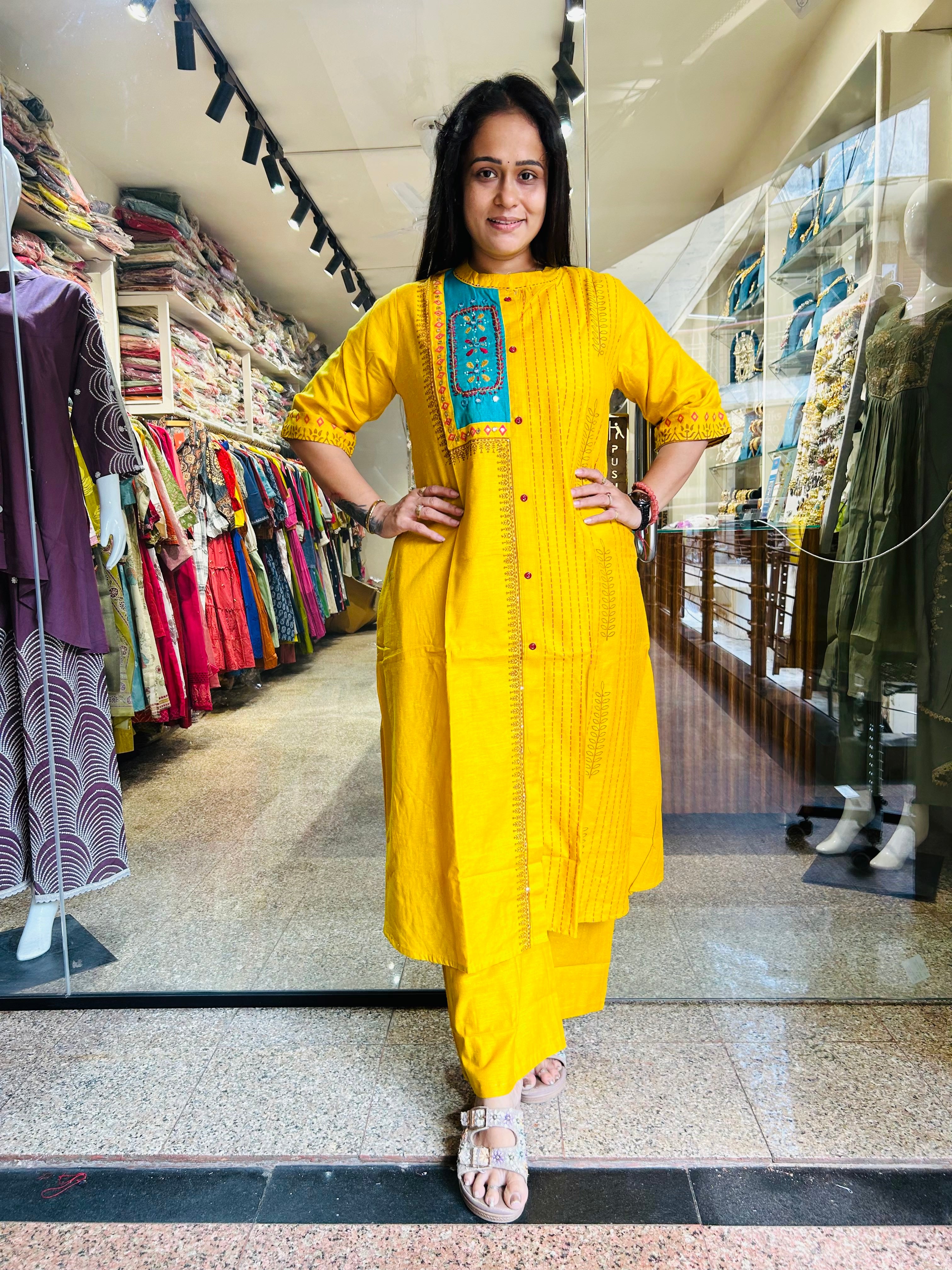 Bright Aline top with Plazzo Set
