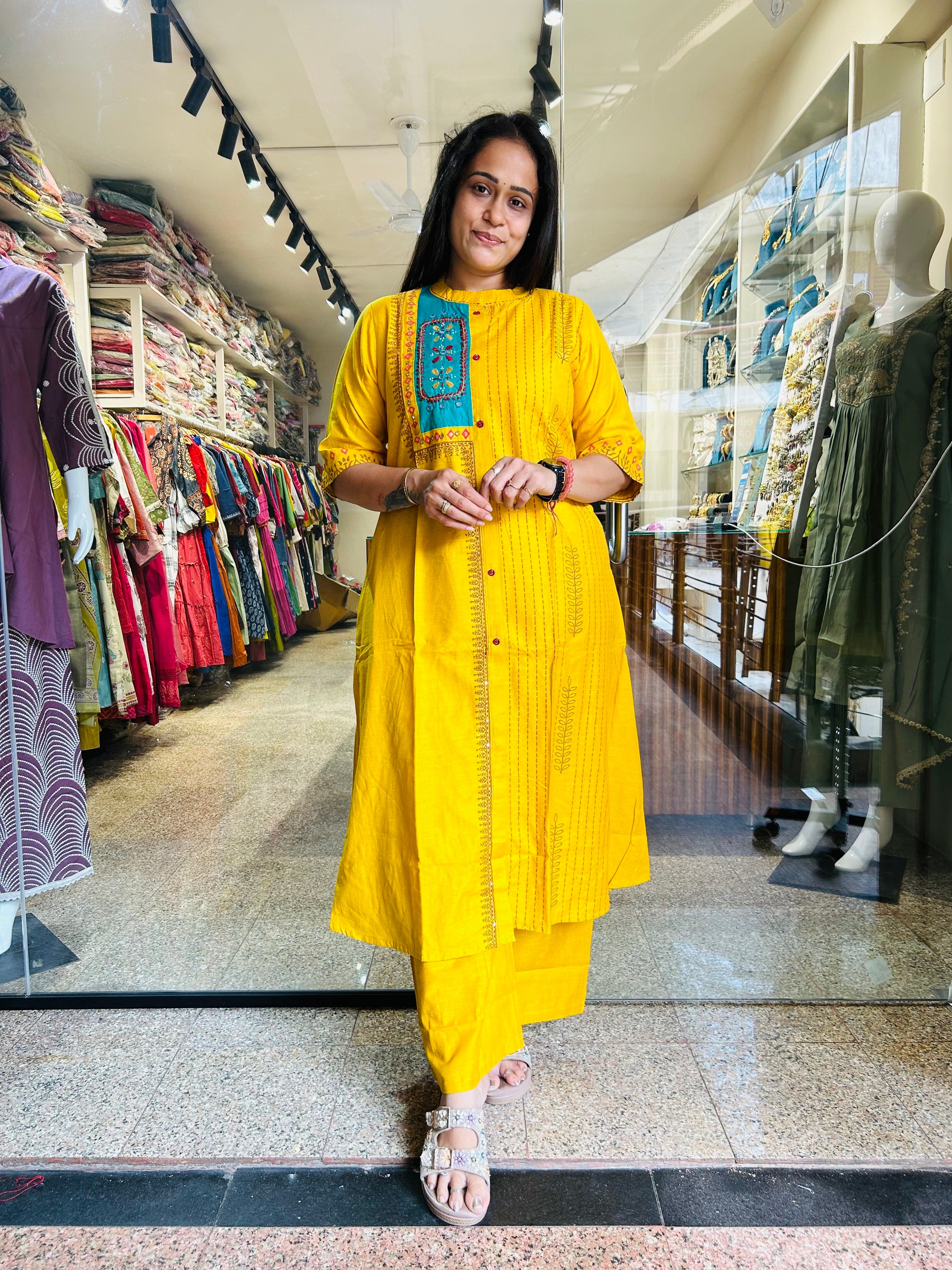 Bright Aline top with Plazzo Set