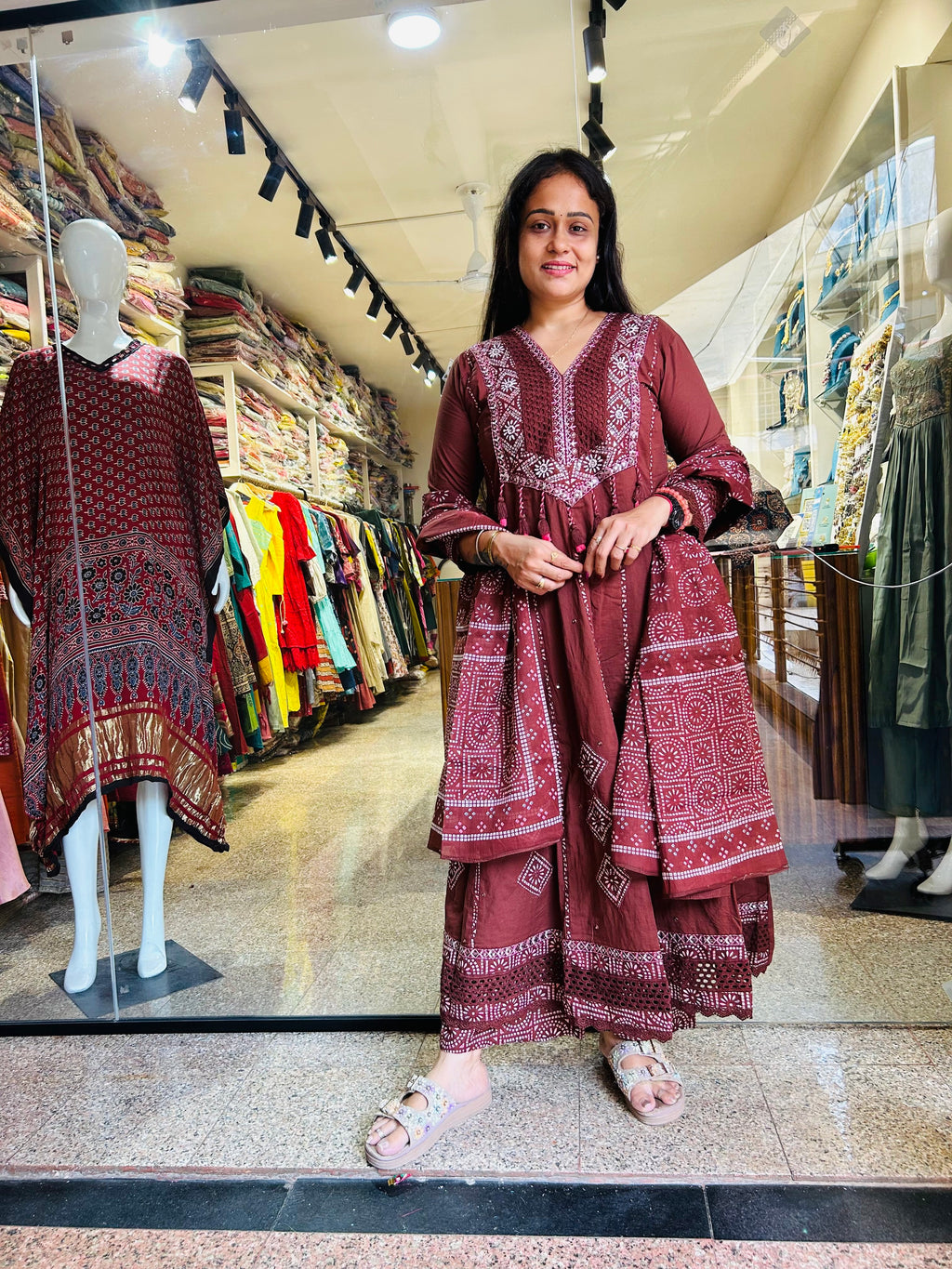 Coffee Anarkali Suit