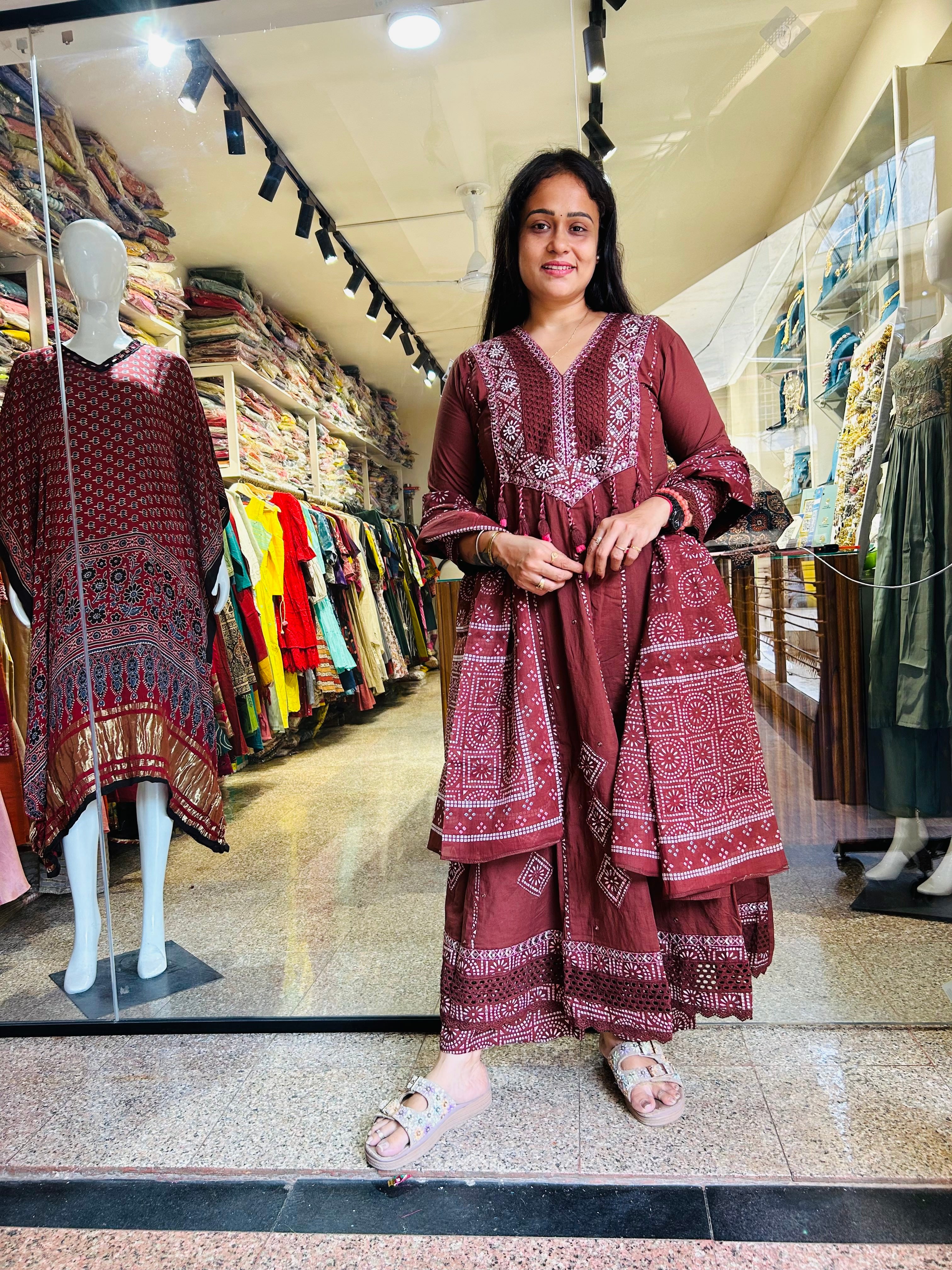 Coffee Anarkali Suit
