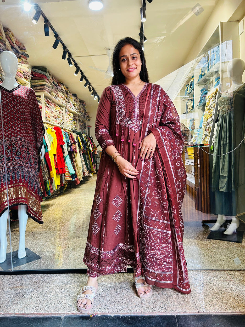 Coffee Anarkali Suit