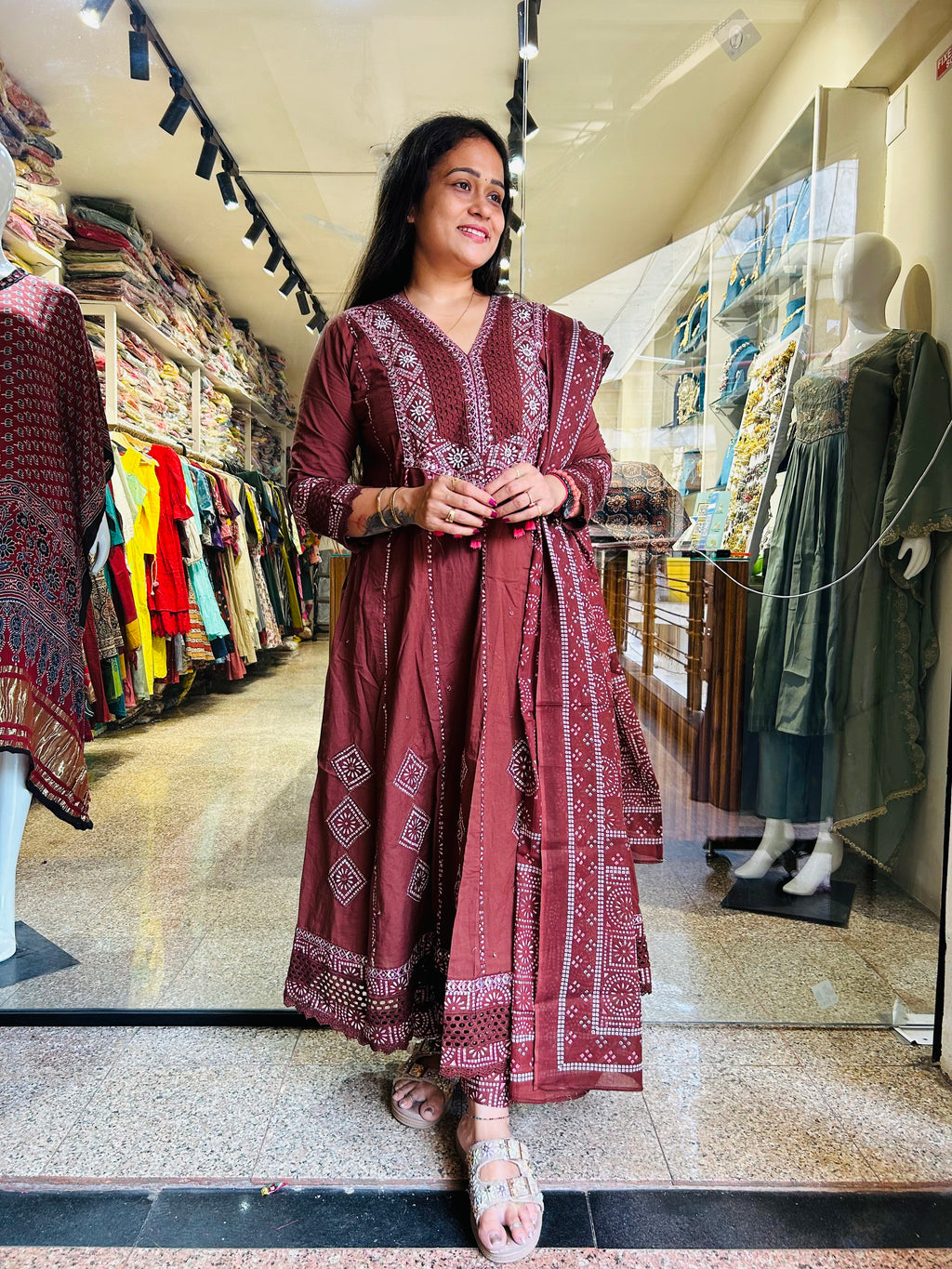 Coffee Anarkali Suit