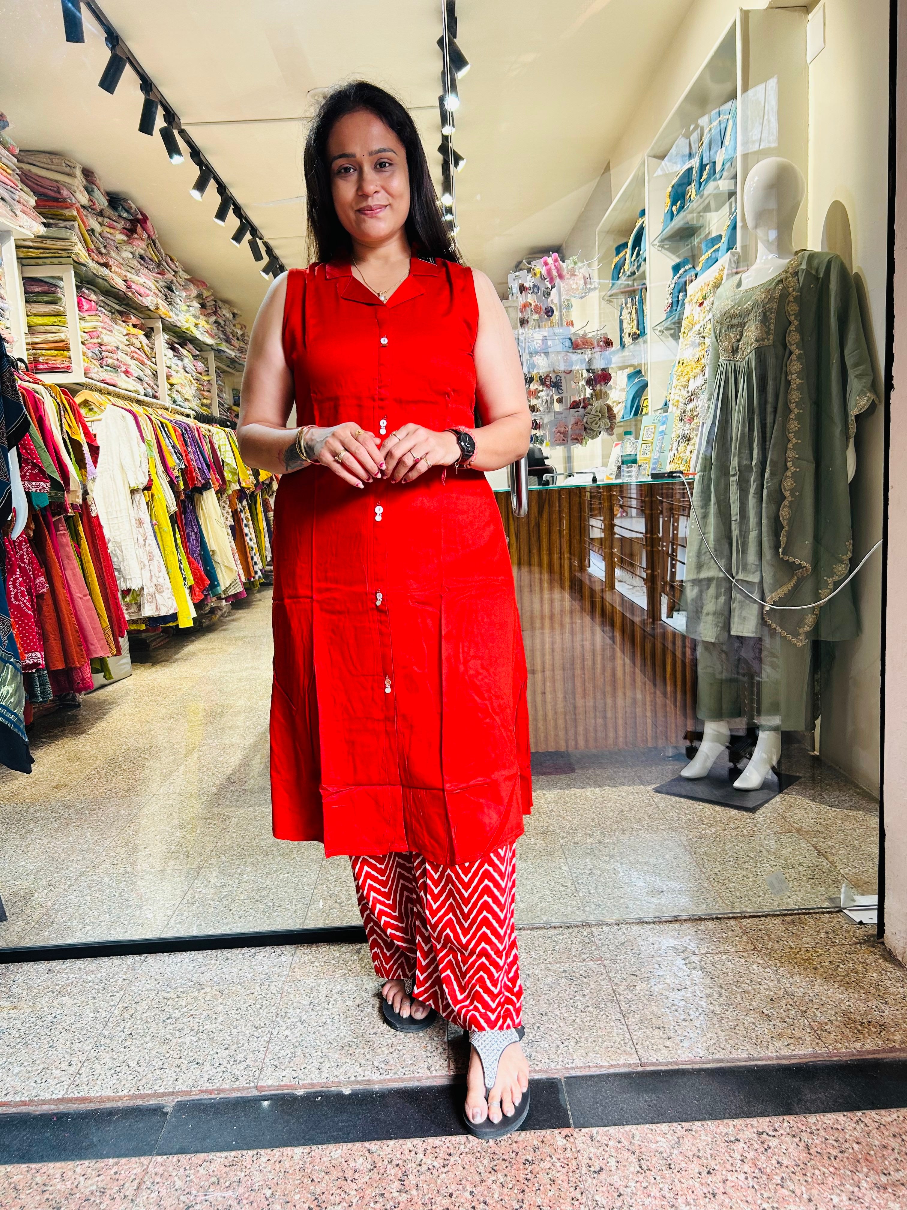 Leriya orange Aline top with plazzo set