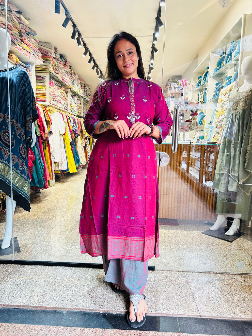 South cotton A line top with plazzo