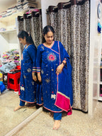 Royal Bule Peacock Aline top Suit