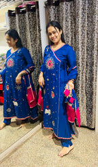 Royal Bule Peacock Aline top Suit