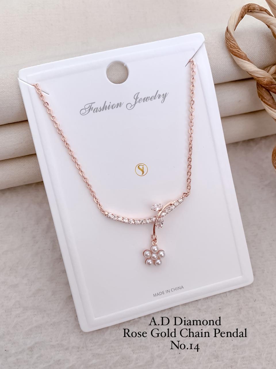A.D. Diamond Rose Gold Chain Pendal