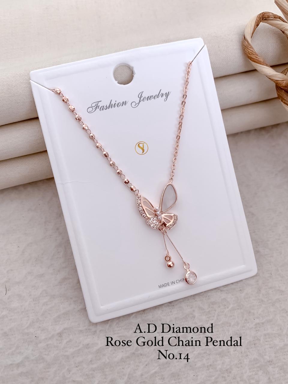 A.D. Diamond Rose Gold Chain Pendal