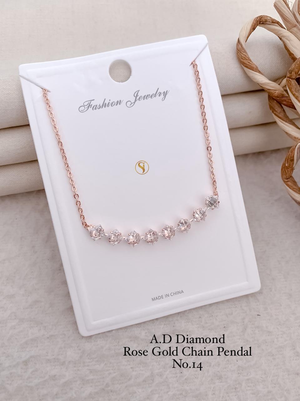 A.D. Diamond Rose Gold Chain Pendal