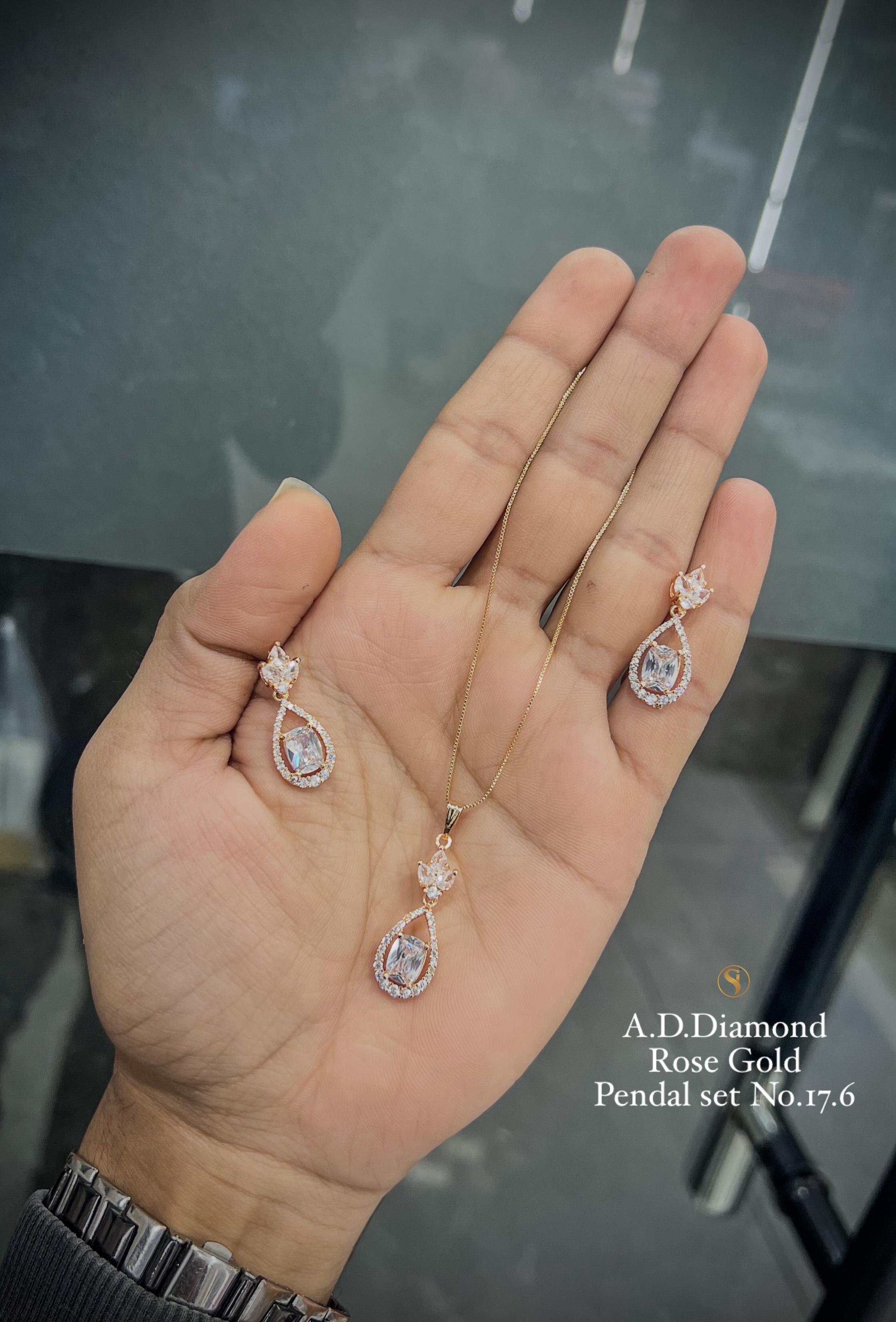 A.D.Diamond Rose Gold Pendal Set