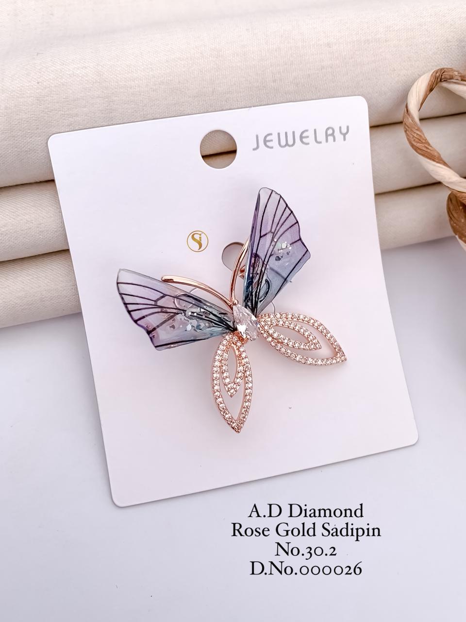 A.D Diamond Golden Saree Pin